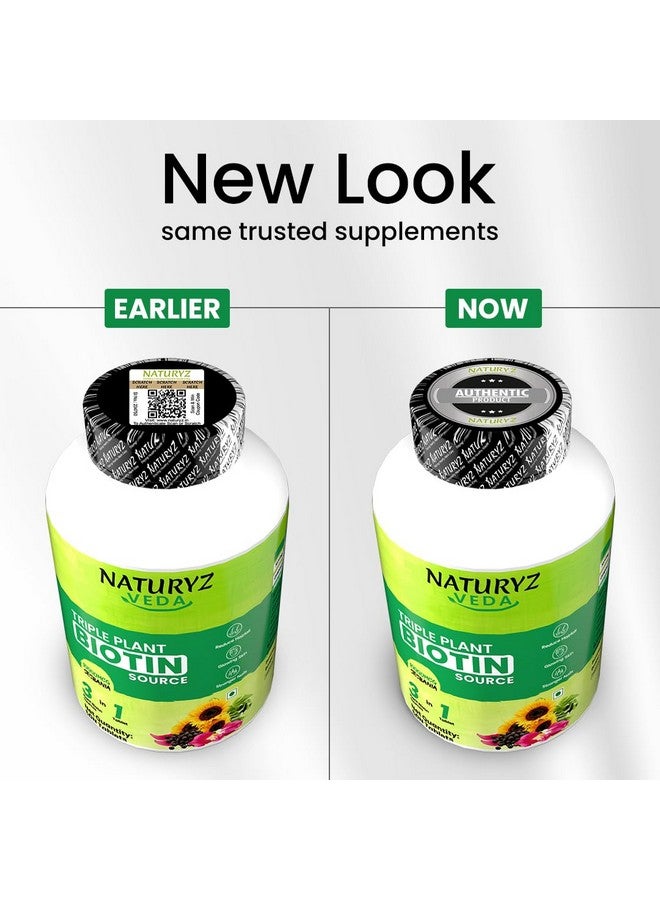 NATURYZ VEDA Triple Plant Biotin for Hair growth | 100% RDA Biotin| Sesbania Agati | Suryamukhi |Jatamansi | Black pepper | Better Absorption with 3 Vegan Sources | Stronger & Increased Hair density | Shinier Nails | Glowing Skin - 50 Tablets - Image 3