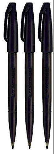 Pentel Black Original Sign Pen S520 Fibre Tip Marker Pens Colour Fineliner 2mm Nib 1mm Line Width (Pack of 3) - Image 2