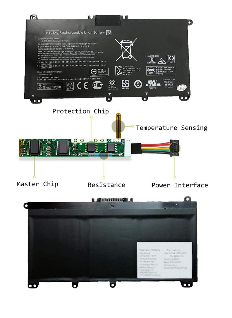 Generic - HT03XL HT03041XL Battery L11119-855 for HP Pavilion 15-CS 15-CW 15-DA 15-DB 15-DQ 15-DW 14-CE 14-CF 14-CK 14-DH 14-DK 14-DQ 17-CA 17-by HSTNN-UB7 J HSTNN-DB8R HSTNN-DB8S L11421-2C2 L11421-542 - Image 1
