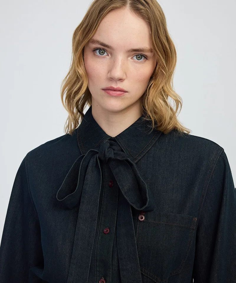 Ipekyol Tie-Neck Denim Shirt