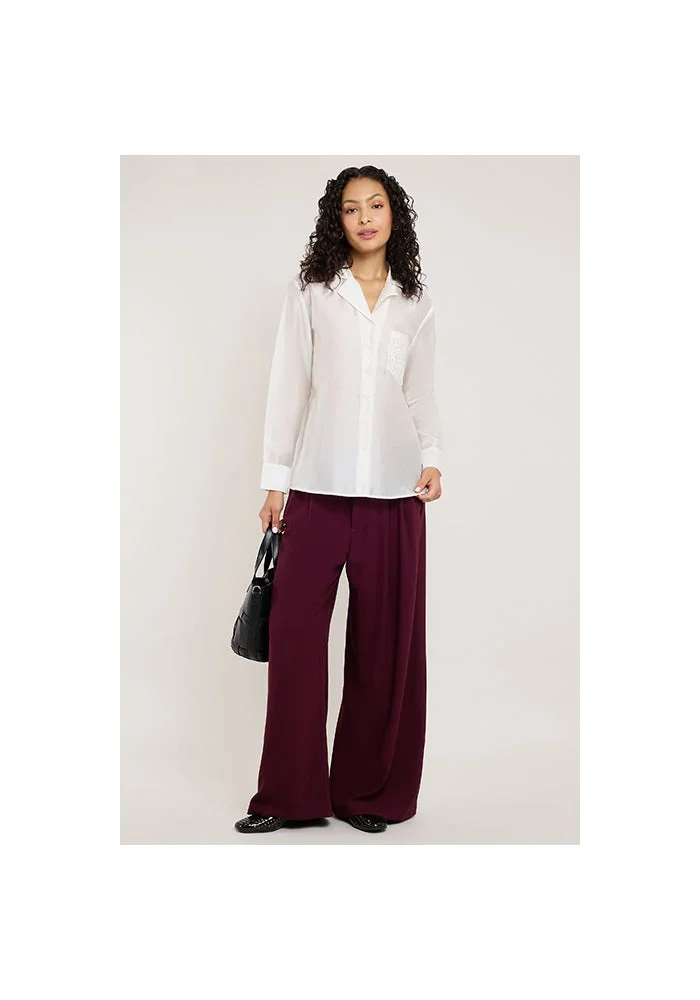 أر أند بي Solid Shirt with Classic Collar and Long Sleeves