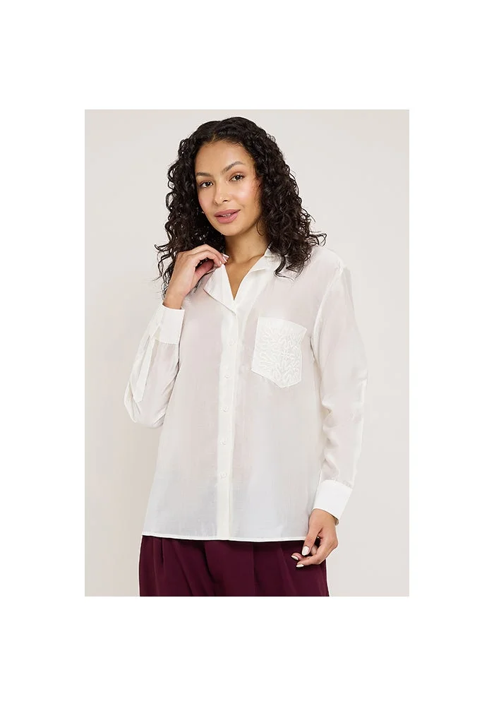 أر أند بي Solid Shirt with Classic Collar and Long Sleeves