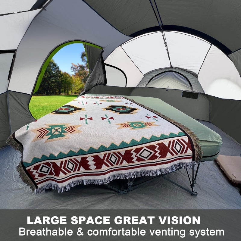 CAMPROS CP Tent 8 Person Camping Tents, Weather Resistant Family Tent, 5 Large Mesh Windows, Double Layer, Divided Curtain for Separated Room, Portable with Carry Bag - Deep Gray - Image 4