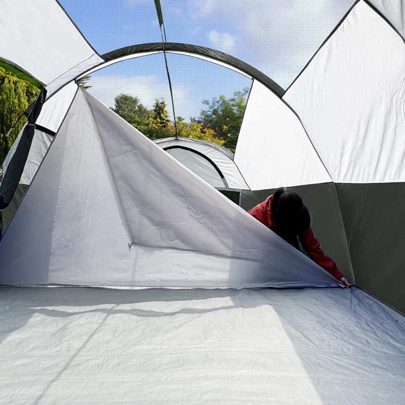 CAMPROS CP Tent 8 Person Camping Tents, Weather Resistant Family Tent, 5 Large Mesh Windows, Double Layer, Divided Curtain for Separated Room, Portable with Carry Bag - Deep Gray - Image 3