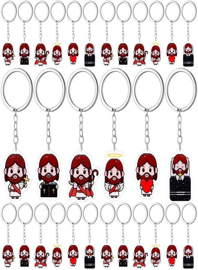 Siifert 24 Pcs Christian Gifts Bulk Mini Jesus Keychains Sunday School Prizes & Classroom Rewards, Double-sided Acrylic Charms in 6 Cute Bible-inspired Designs - Image 1