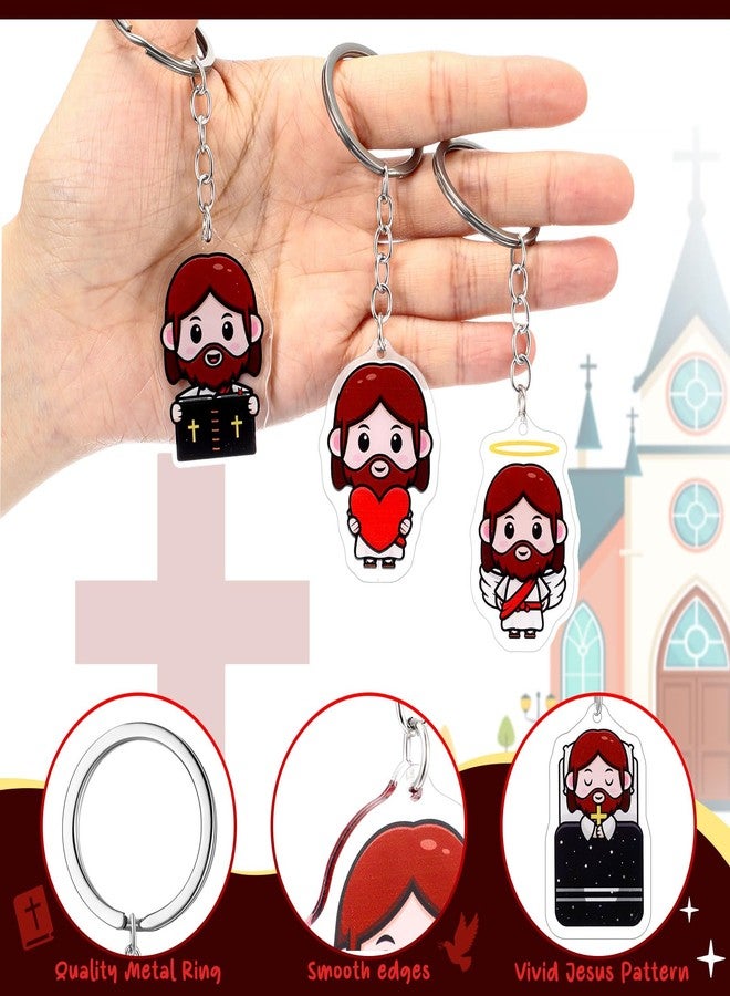 Siifert 24 Pcs Christian Gifts Bulk Mini Jesus Keychains Sunday School Prizes & Classroom Rewards, Double-sided Acrylic Charms in 6 Cute Bible-inspired Designs - Image 4