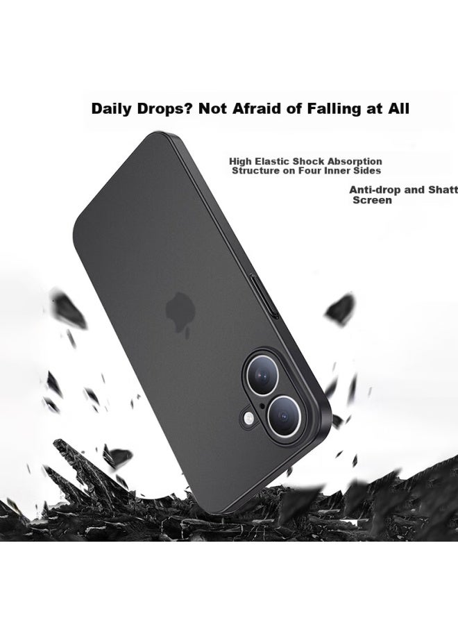 Gurrs Iphone 16 Case, Iphone 16 Protective Cover, Full Lens Protection, Ultra-thin Skin-like Frosted Semi-transparent Shockproof Simple Silicone Soft Shell, Deep Space Black - Image 3