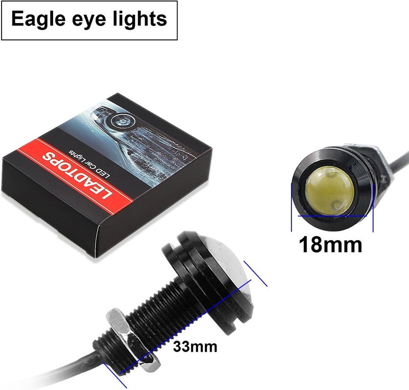 LEADTOPS 10Pcs 18mm 12V Eagle Eye LED Car Fog DRL Daytime Running Light Backup Reverse Tail Rock Lights Small bulb (White, Black Case) - Image 3