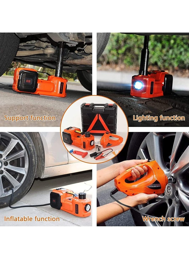 Fordeal - Car Jack 5 Ton With Electric Impact Wrench Car Tools Built-in Tire Inflatable Pump LED Light Safety Hammer 12V 4 in 1 Car Tire Repair Tool Kits - Image 1