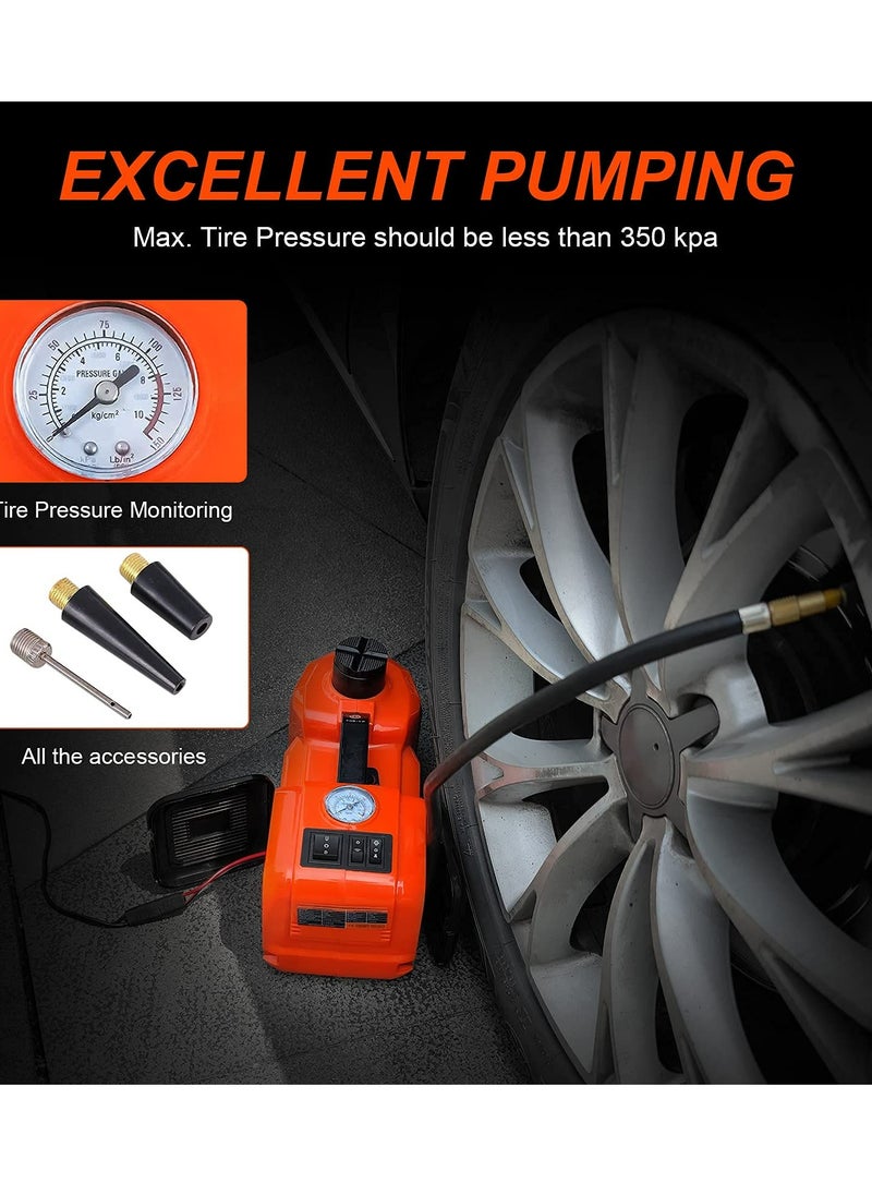 Fordeal - Car Jack 5 Ton With Electric Impact Wrench Car Tools Built-in Tire Inflatable Pump LED Light Safety Hammer 12V 4 in 1 Car Tire Repair Tool Kits - Image 1