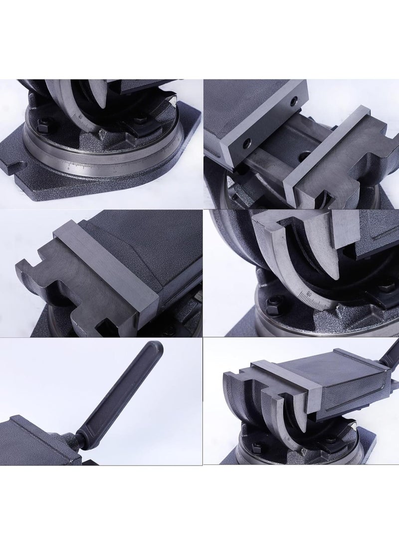 GGOOT 2 Axis Tilting Vice, 100 mm Adjustable Hardware Swivel Jaw Clamp, Cross Slide Vice Work Bench Tool, 360° Adjustable Angle, Tilting Angle Vice for Drilling Milling Grinding  - Image 4