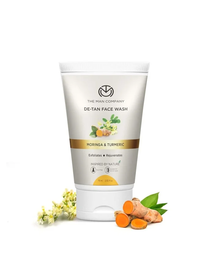 The Man Company De Tan Face Wash for Men - 75ml | Tan Removal, Oil Control & Anti-Pollution | Unclog Pores | Deep Cleansing | Blackheads Removal with the goodness of Turmeric & Moringa