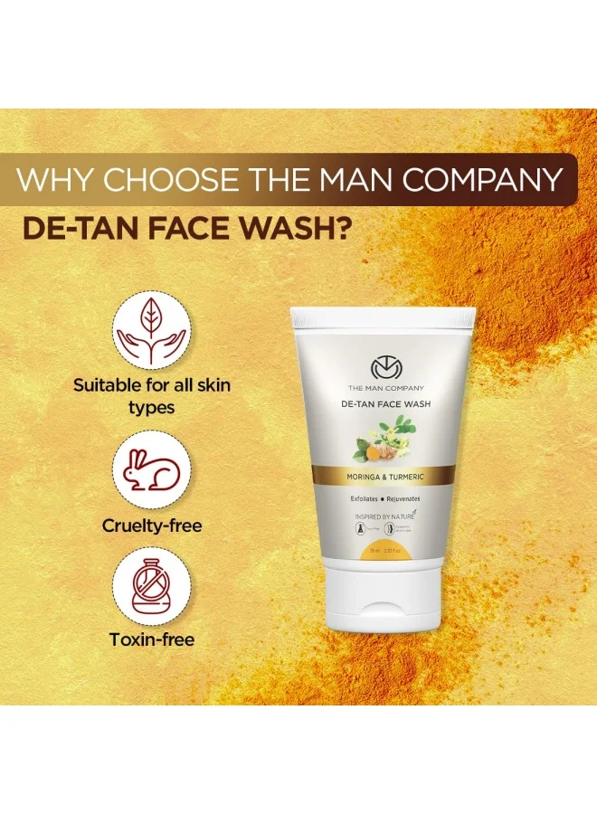 The Man Company De Tan Face Wash for Men - 75ml | Tan Removal, Oil Control & Anti-Pollution | Unclog Pores | Deep Cleansing | Blackheads Removal with the goodness of Turmeric & Moringa