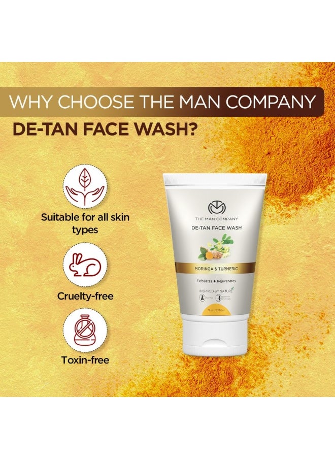 The Man Company غسول الوجه دي تان للرجال - 75 مل | إزالة السمرة والتحكم في الزيوت ومكافحة التلوث | تنظيف المسام | التنظيف العميق | إزالة الرؤوس السوداء بفضل فوائد الكركم والمورينجا  - Image 4
