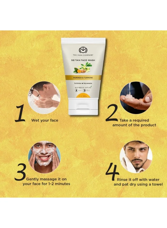 The Man Company De Tan Face Wash for Men - 75ml | Tan Removal, Oil Control & Anti-Pollution | Unclog Pores | Deep Cleansing | Blackheads Removal with the goodness of Turmeric & Moringa