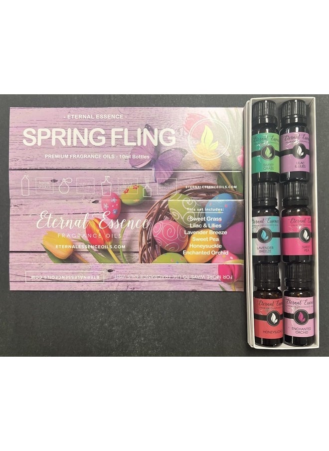 Eternal Essence Oils Spring Fling - Gift Set of 6 Premium Fragrance Oils - Sweet Grass, Lilac & Lilies, Lavender Breeze, Sweet Pea, Honeysuckle and Enchanted Orchid - 10ML  - Image 3