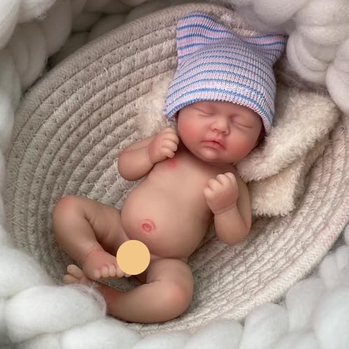 Mire & Mire 7 inch Boy Miniature Sleeping Full Silicone Mini Baby Dolls with Feeding Accessory Lifelike Baby Doll Soft Realistic Baby Doll - Image 2