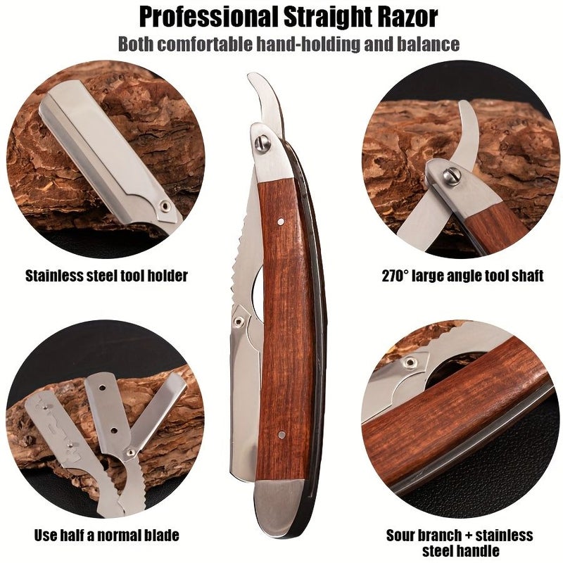 1 Set Shaving Fold Shaver With 10PCS Blades And Blade Case Outdoor Travel Storage Stainless Steel Beard Trimmer Professional Men Hair Razor Grooming Tool - Image 5