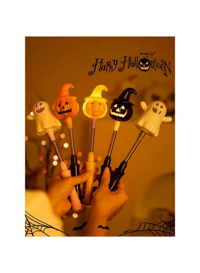 Halloween Pumpkin Lights Hand Rocking Stick Ghost Hand Rocking Stick Halloween Funny Decorative Toy Jewelry Lights-Specification:Yellow Hat Pumpkin Button Battery Model-Colour:Standard - Image 2