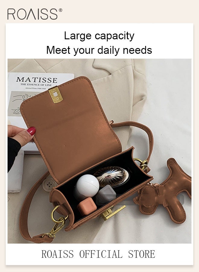 roaiss Popular Versatile Small Square Bag for Women Exquisite Durable Lock Buckle Commuter Shoulder Bag Adjustable Shoulder Strap Crossbody Bag Suitable for Birthday Gifts or Ramadan - Image 3