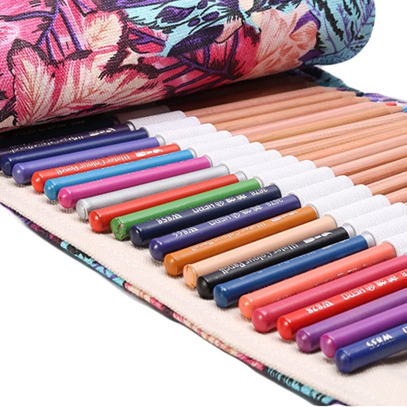 Diyomr 24/36/72 Slots Pencil Wrap Pencil Rolls  Artist Colored Pencils Roll Up Bag Short Brushes Pouch Case Pencils Organizer For Drawing Coloring And Sketching (Maple Leaves  24Slots) - Image 5