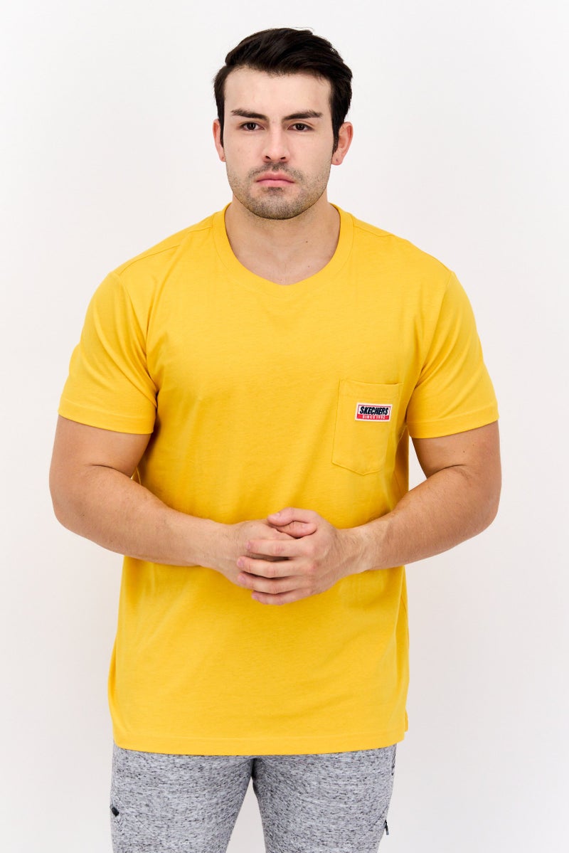 SKECHERS Men Sportswear Fit Short Sleeve Training T-Shirts, Sunset Yellow  - Image 1