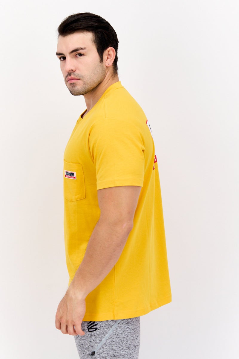 SKECHERS Men Sportswear Fit Short Sleeve Training T-Shirts, Sunset Yellow  - Image 3
