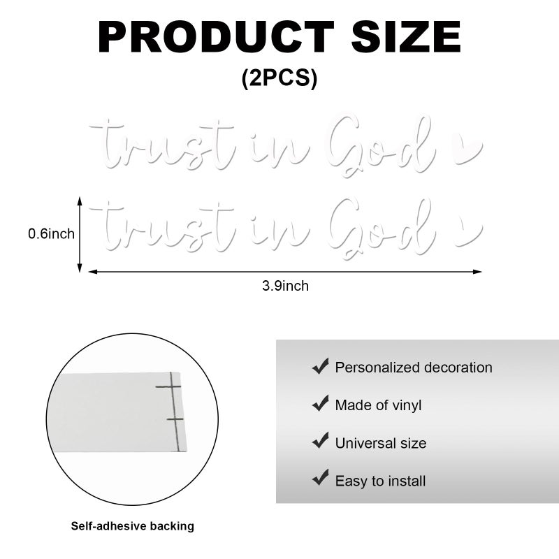 Dxnq 2 Pcs Trust In God Rearview Mirror Decals  Automotive Vinyl Rear View Mirror Decorative Stickers  Waterproof Trust In God Stickers For Car Truck Laptop  Car Accessories (White) - Image 2