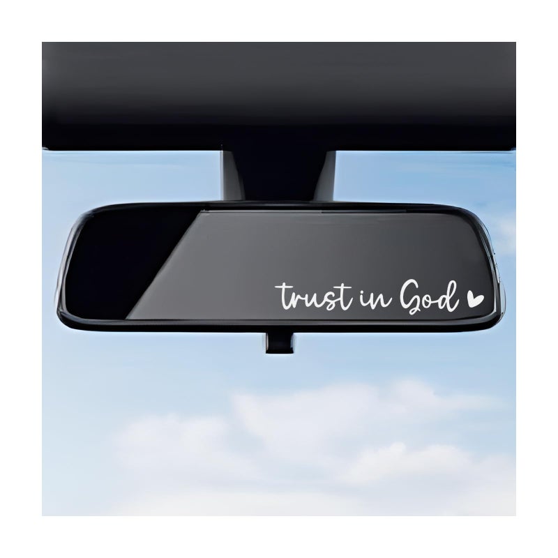 Dxnq 2 Pcs Trust In God Rearview Mirror Decals  Automotive Vinyl Rear View Mirror Decorative Stickers  Waterproof Trust In God Stickers For Car Truck Laptop  Car Accessories (White) - Image 1
