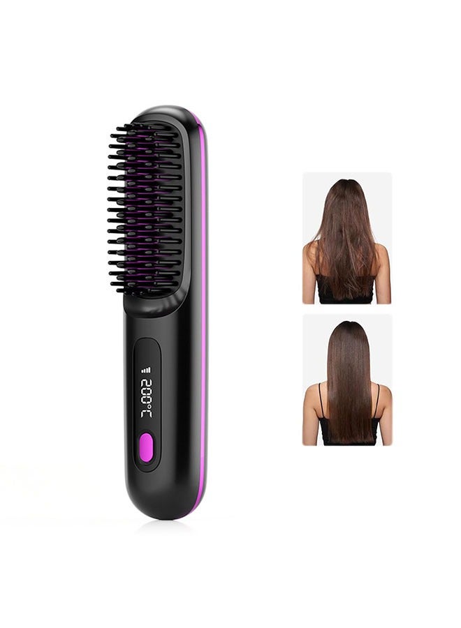 LIVQORA Cordless Hair Straightener Straightening Brush,USB Charging,LCD Ceramic Heated Electric Comb,3 Mode Multi Gear Adjustment (Black) - Image 2