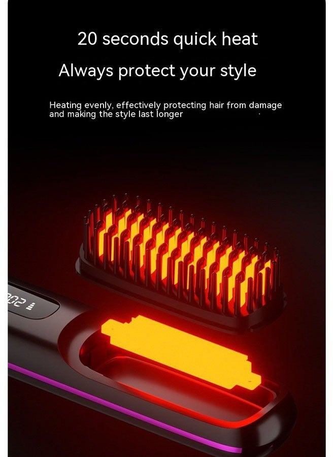 LIVQORA Cordless Hair Straightener Straightening Brush,USB Charging,LCD Ceramic Heated Electric Comb,3 Mode Multi Gear Adjustment (Black) - Image 5