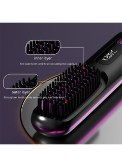 Generic Cordless Hair Straightener Straightening Brush,USB Charging,LCD Ceramic Heated Electric Comb,3 Mode Multi Gear Adjustment (Black)  - Image 5