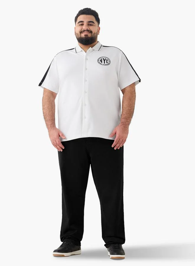 Splash FAV Plus Size Varsity Print Collared Shirt