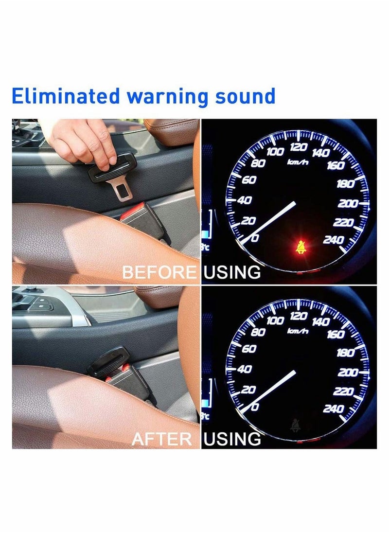 Car Seat Belt Clip 2 Pcs Universal Seat Belt Buckle Stainless Steel Metal Universal Safety Seat Belt Silencer Alarm Stopper Insert Plug for Most Vehicle - Image 4
