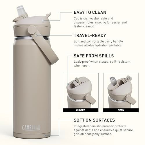 CamelBak Thrive Flip Straw Insulated Stainless Steel Water Bottle Cold Retention Design for Everyday Hydration and Active Use 20oz Stone - Image 3