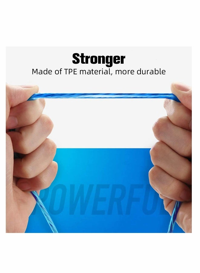 Beauenty Multi USB Cable 3 in 1, Blue Led Flowing Charging Shining, Glow The Dark Car Charger Cable, Visible Light Up Charger, for iOS Phone Android Type C (1.2m) - Image 4