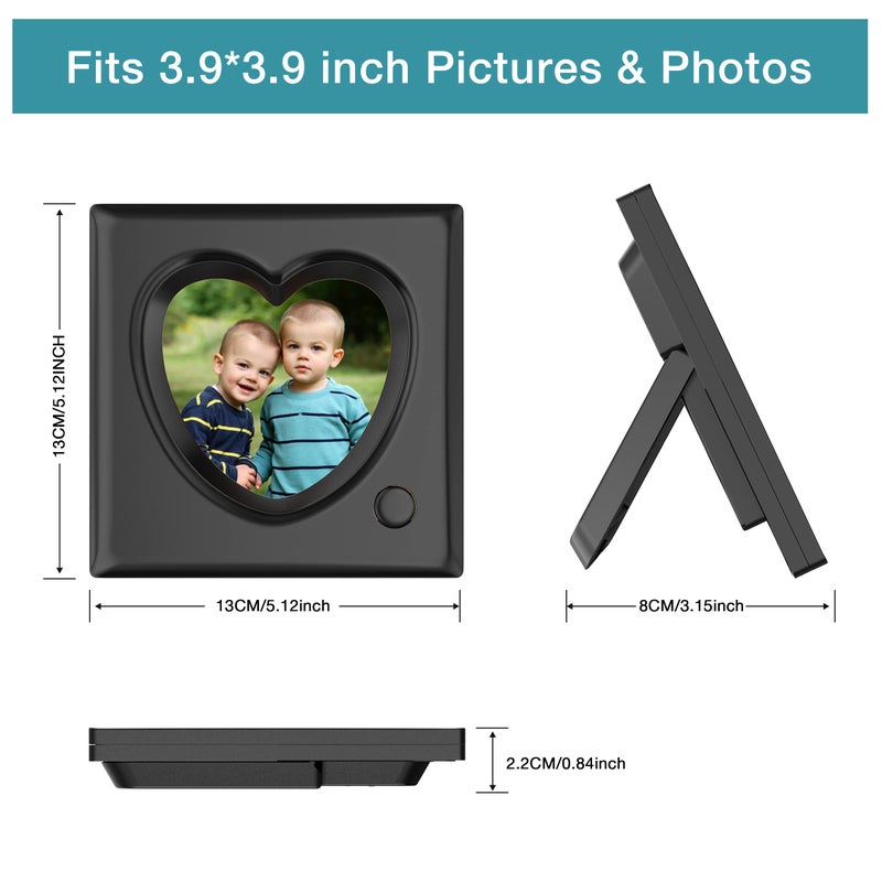 KWANWA Picture Frame Personalized Voice 20S Recordable  3.9x3.9 Love Heart Shape Gifts for Graduation  Christmas  Birthday  Wedding  Photo Frame for Tabletop Desk Bookshelf Office Home - Image 3
