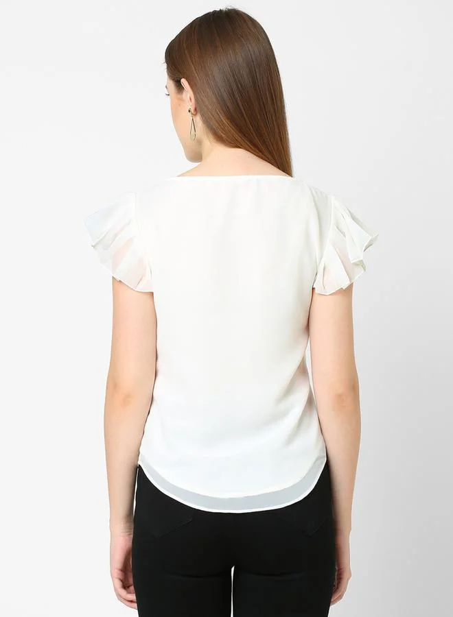 Mish Pleated Sleeves Georgette Top by Styli