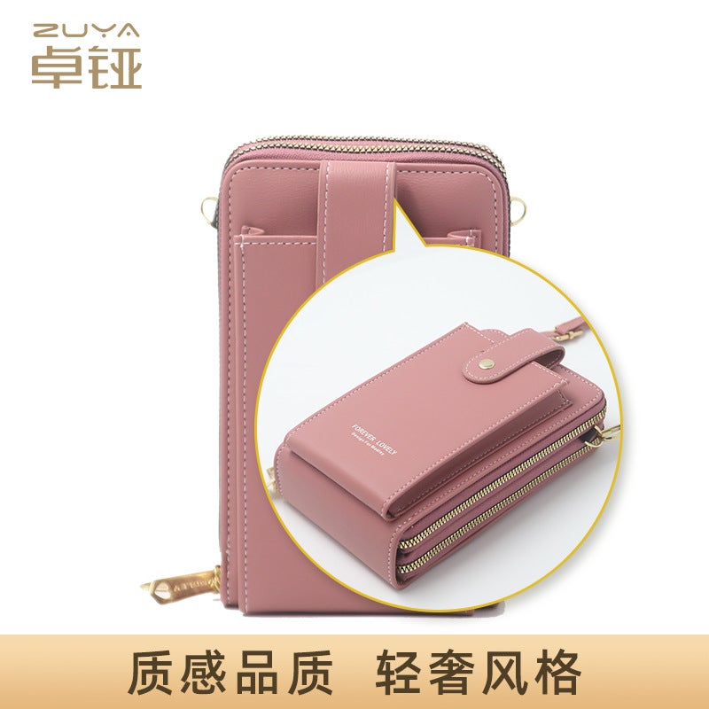 Women's Pink PU Leather Crossbody Bag with Multiple Pockets - Image 4