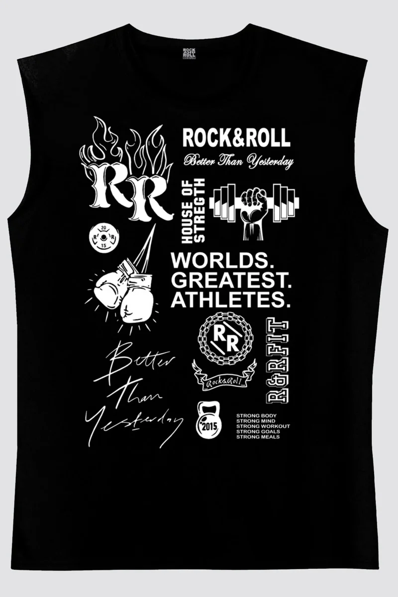 Rock Sports Black Men's Cut Sleeve / Sleeveless T-Shirt