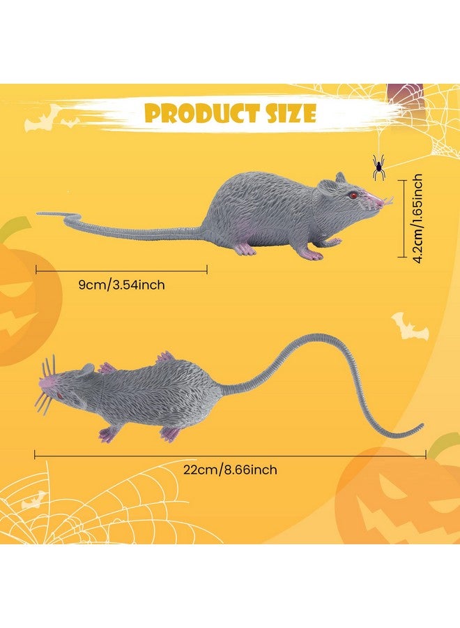 EORTA 3 Pcs Fake Mice Lifelike Halloween Rats Decorations Plastic Vivid Mouse Cat Toies Prop Ornament For Christmas, Party, Festival, Pranks, Black, Gray, White  - Image 2