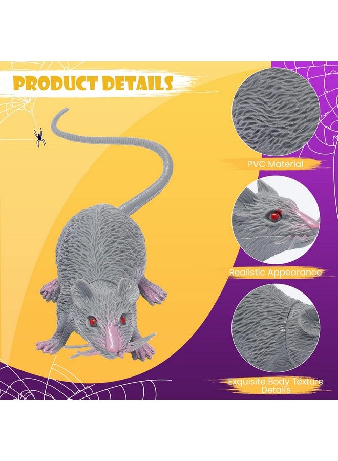 EORTA 3 Pcs Fake Mice Lifelike Halloween Rats Decorations Plastic Vivid Mouse Cat Toies Prop Ornament For Christmas, Party, Festival, Pranks, Black, Gray, White  - Image 3