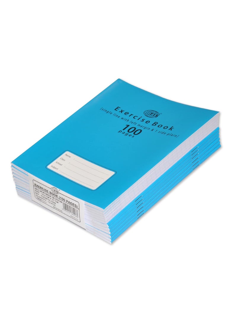FIS دفتر تمارين 100 صفحة سطر واحد وجه واحد سادة بهامش عبوة من 12 قطعة FSEBPSL100N - Image 1