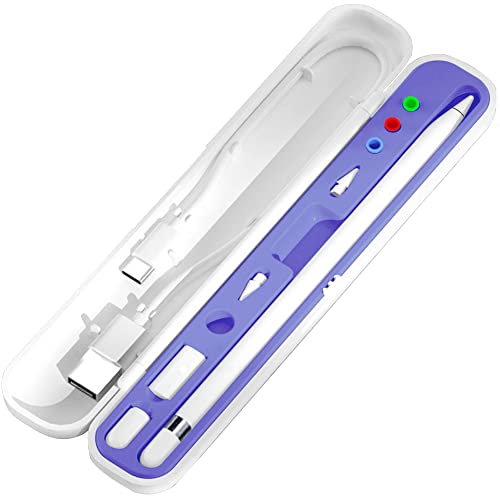 YINVA Pencil Case for Apple Pencil 1st/2nd Generation, Holder and Storage Box for iPad Pencil Accessories Tips (Purple) - Image 1