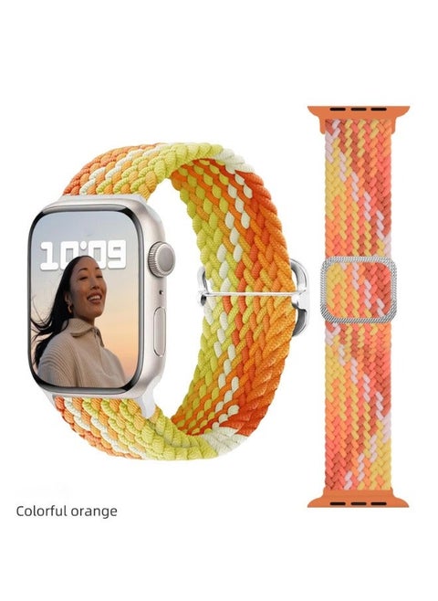 Smartwatch Bands Stylish Adjustable Woven Nylon Strap Nylon Single Loop Band Compatible with Apple Watch 38/40/41mm SE/Series 8/7/6/5/4/3/2/1 Colourful  Orange