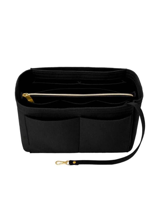 Bukela Purse Organizer Insert, Portable Handbag and Tote Shaper, Lightweight Tote Bag Organizer Insert, Felt Bag Insert Organizer with Zipper, Felt Bag Organizer for Any Brand (Black, Medium) - Image 1