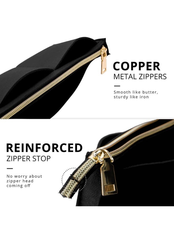 Bukela Purse Organizer Insert, Portable Handbag and Tote Shaper, Lightweight Tote Bag Organizer Insert, Felt Bag Insert Organizer with Zipper, Felt Bag Organizer for Any Brand (Black, Medium) - Image 3