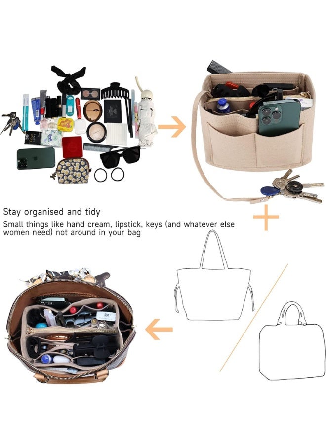Bukela Purse Organizer Insert, Portable Handbag and Tote Shaper, Lightweight Tote Bag Organizer Insert, Felt Bag Insert Organizer with Zipper, Felt Bag Organizer for Any Brand (Black, Medium) - Image 2