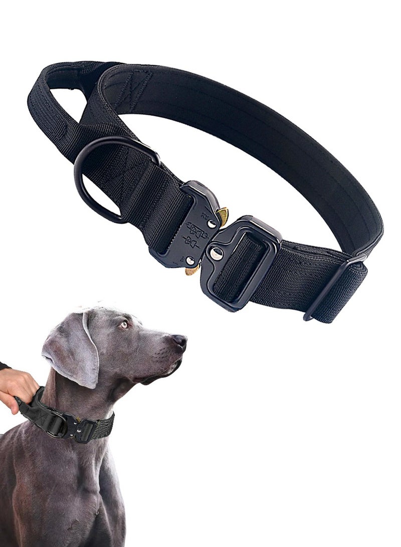 طوق كلب تكتيكي مسامي، قابل للتعديل، مبطن بنعومة وقوي المتانة، عرض 3.8 سم، أسود - Image 1