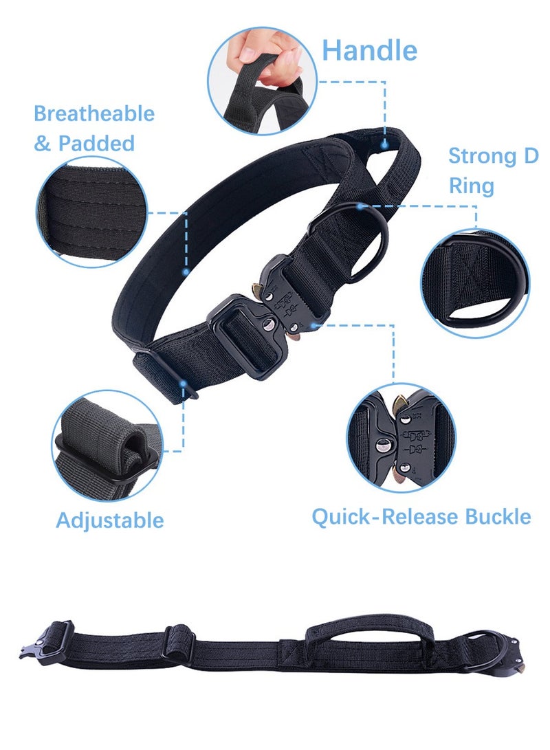 طوق كلب تكتيكي مسامي، قابل للتعديل، مبطن بنعومة وقوي المتانة، عرض 3.8 سم، أسود - Image 3